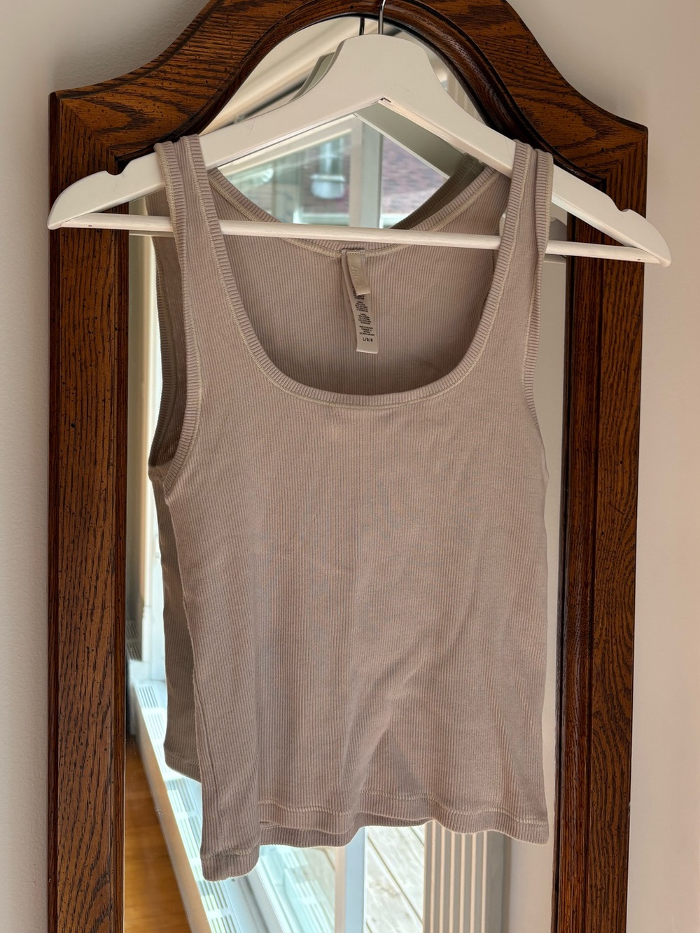 Skims Beige Ribbed Tank Top